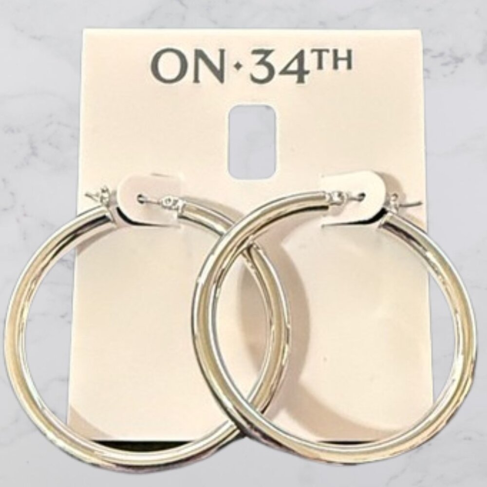NWT ON 34TH Silver Hoop Earrings